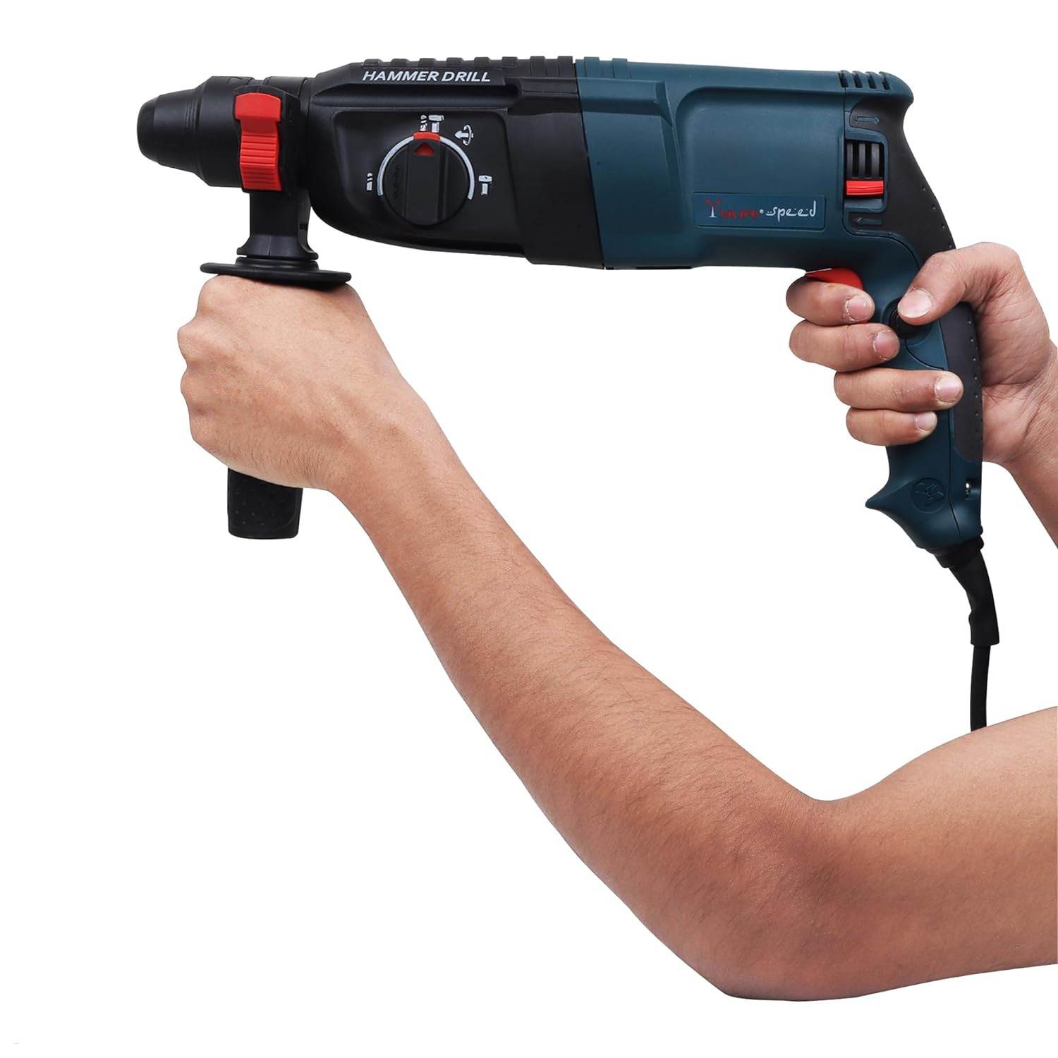 JORDACHE 26MM Rotary Hammer Drill, 800W Power, 0-1150 RPM Speed, 26mm Drill Capacity, 3 Hammer Bits and 2 Chisels Included